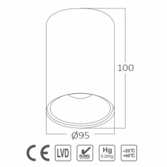 BH04-30400 BRAYTRON BETA BEYAZ GU10 SIVA USTU SPOT ARMATÜR