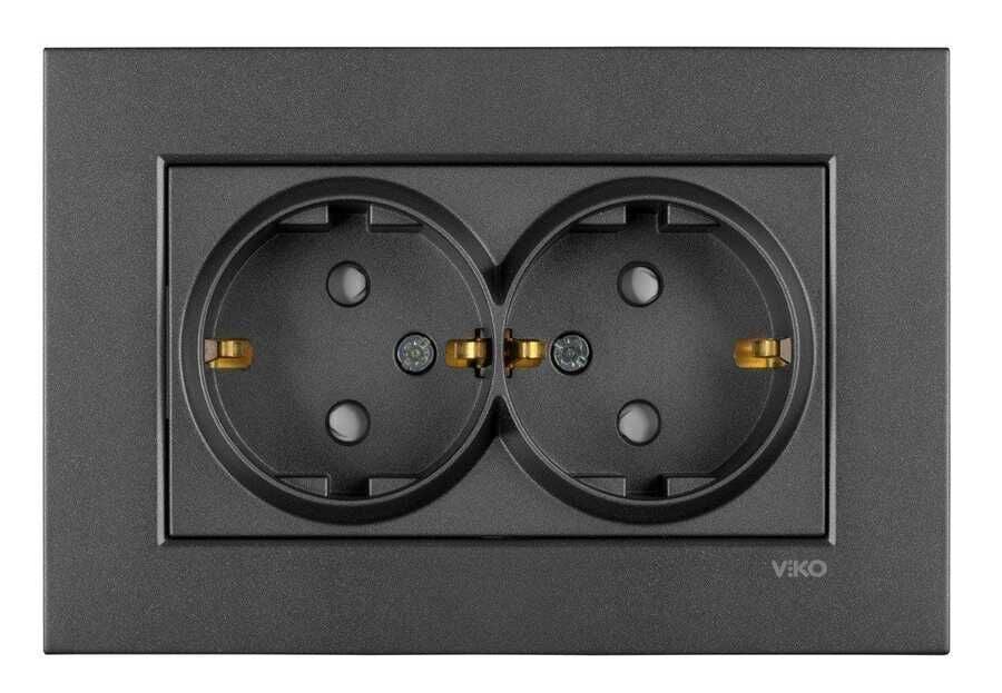 92605458 VİKO N/T FÜME İKİLİ TOP PRİZ Ç.K. KAPAK (Çerçevesiz)