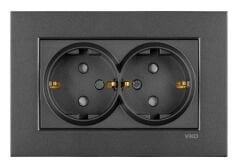 92605458 VİKO N/T FÜME İKİLİ TOP PRİZ Ç.K. KAPAK (Çerçevesiz)