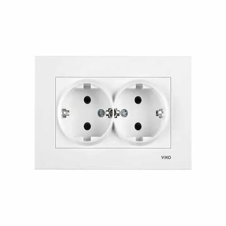 90960056 VİKO KARRE BEYAZ İKİLİ TOP PRİZ